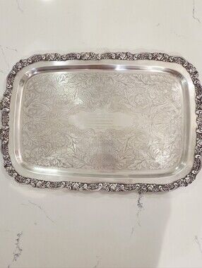Vintage Oneida Silver Plated Victoria Style Butlers Serving Platter Tray 24 x 13